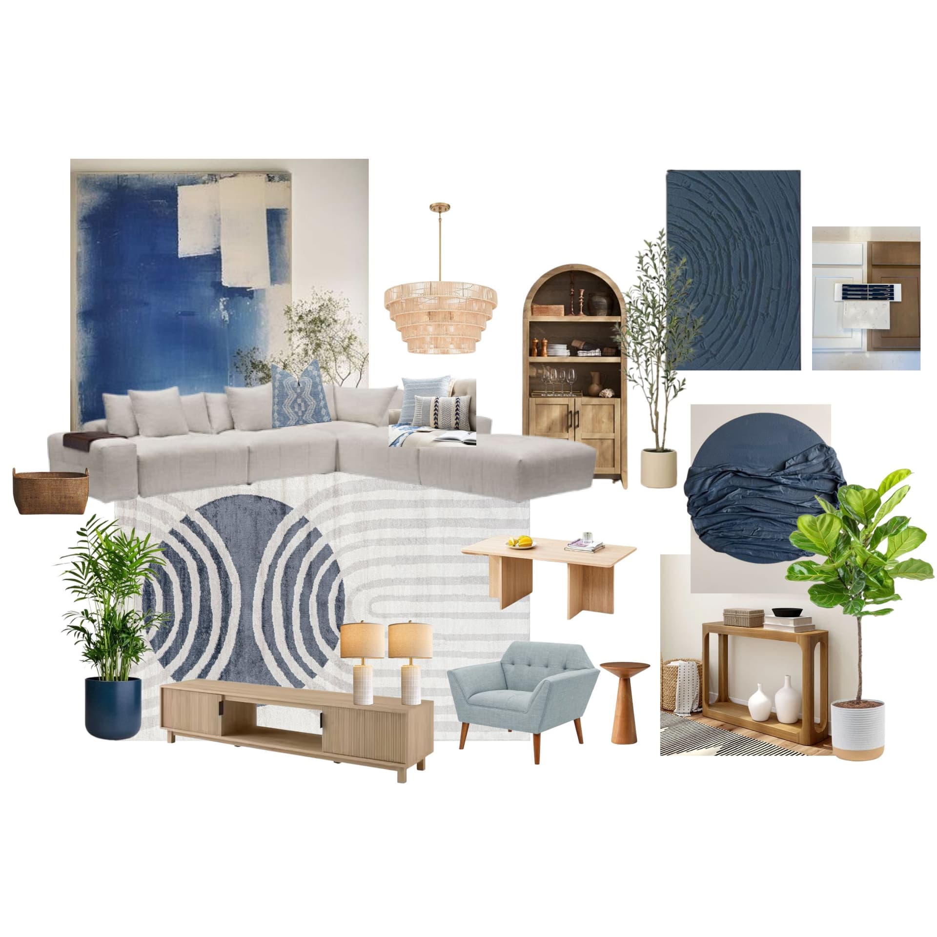 Modern Coastal Living Area Mood Board | Lexington, Kentucky